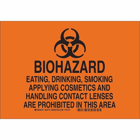 Brady Safety Sign, 7 in H, 10 in W, Polyester, Rectangle, English, 83773 83773